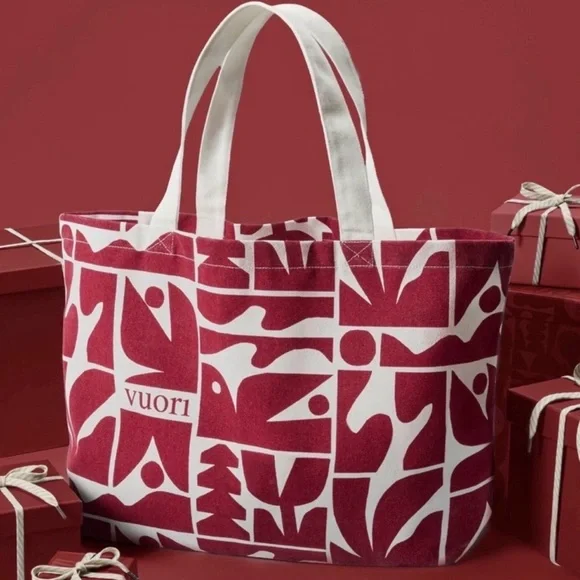 NWT Vuori Burgundy / White Graphic Tote - Picture 1 of 8